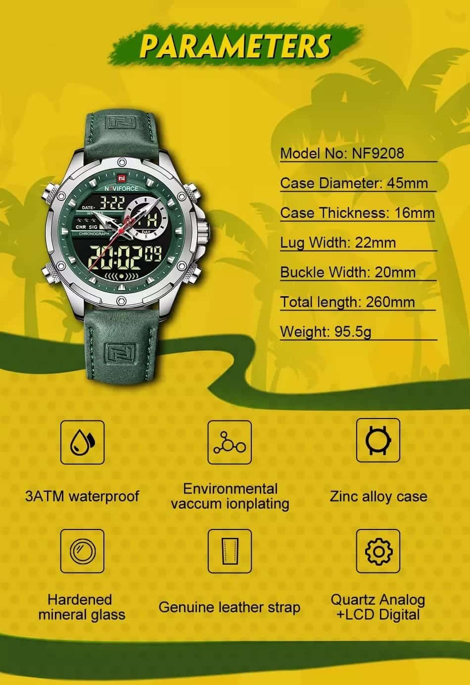 ساعة نافي فورس رجالي NF9208-S-GN-GN 6 ساعة نافي فورس رجالي NF9208-S-GN-GN